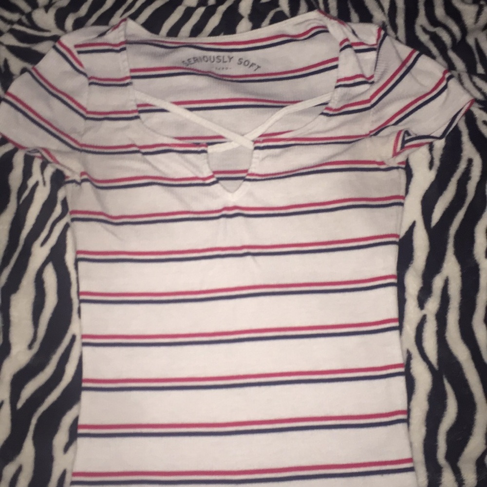 white & red striped shirt